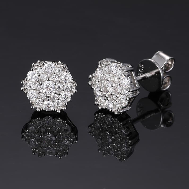 Artisan - Crafted S925 Silver Geometric Moissanite Stud Earrings - TONGSHOP
