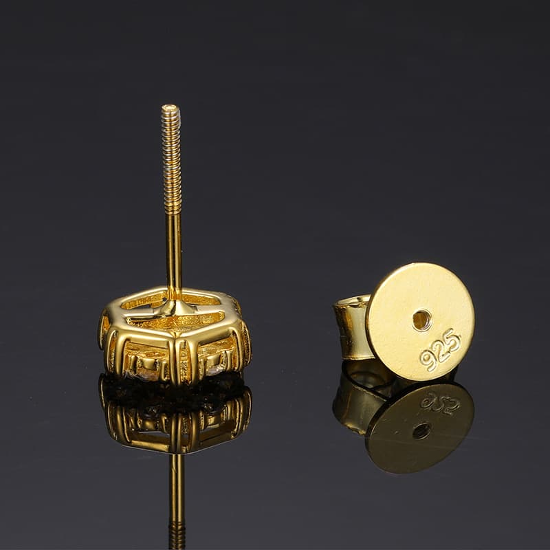 Artisan - Crafted S925 Silver Geometric Moissanite Stud Earrings - TONGSHOP