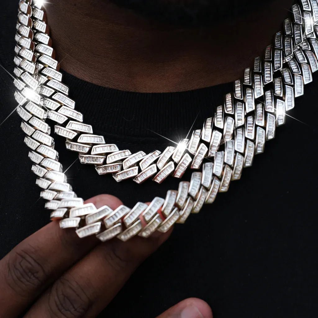 Baguette Channel Set Cuban Chain - 14mm - TONGSHOP