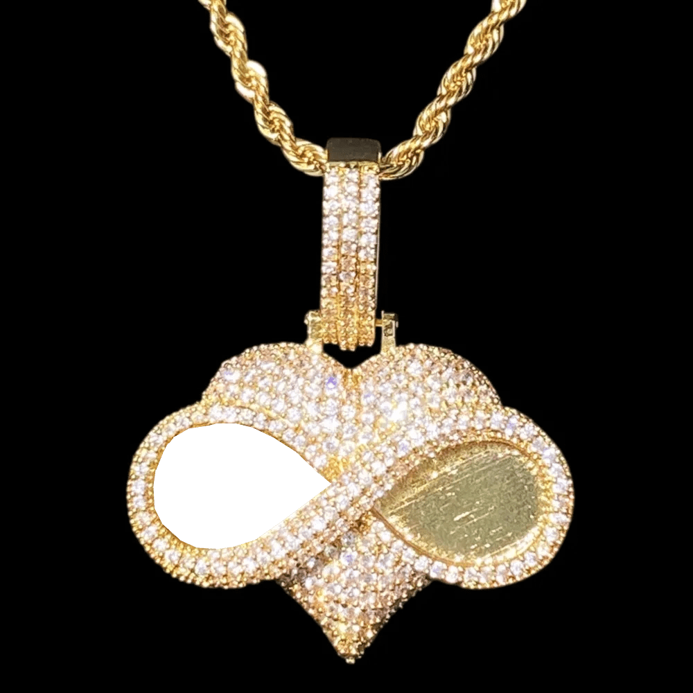 Beloved Eyes Solid Custom Photo Heart Pendant - 50mm - TONGSHOP / Length:16 / Length:18