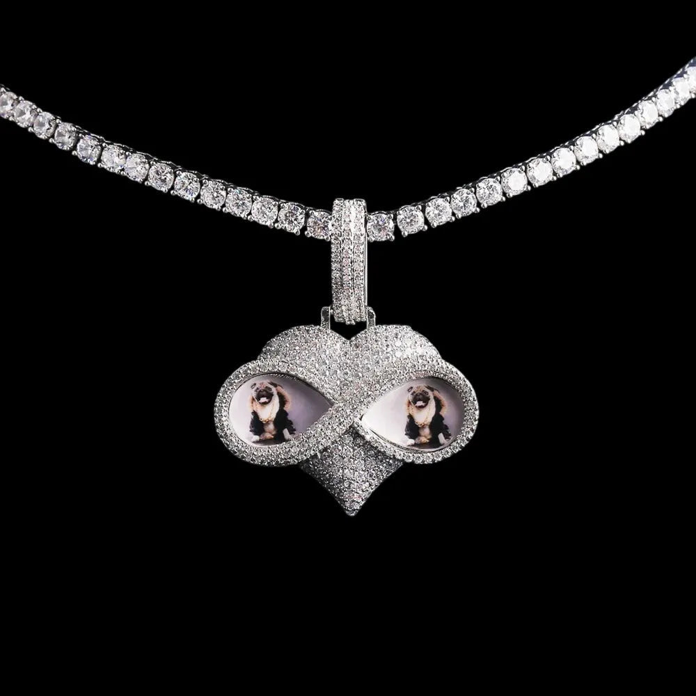 Beloved Eyes Solid Custom Photo Heart Pendant - 50mm - TONGSHOP / Length:16 / Length:18