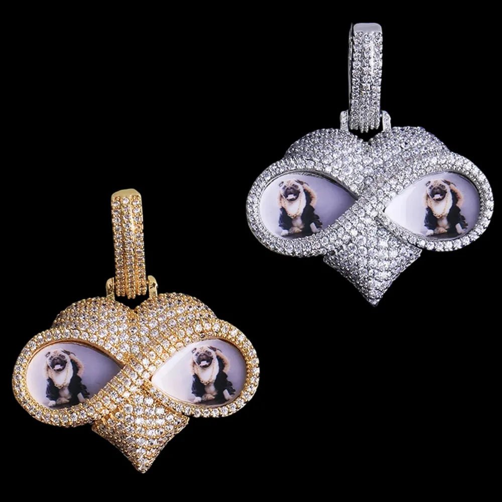 Beloved Eyes Solid Custom Photo Heart Pendant - 50mm - TONGSHOP / Length:16 / Length:18