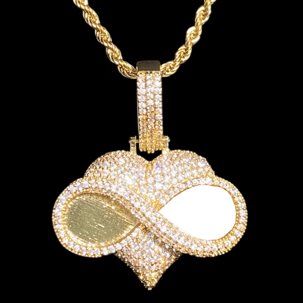 Beloved Eyes Solid Custom Photo Heart Pendant - 50mm - TONGSHOP / Length:16 / Length:18