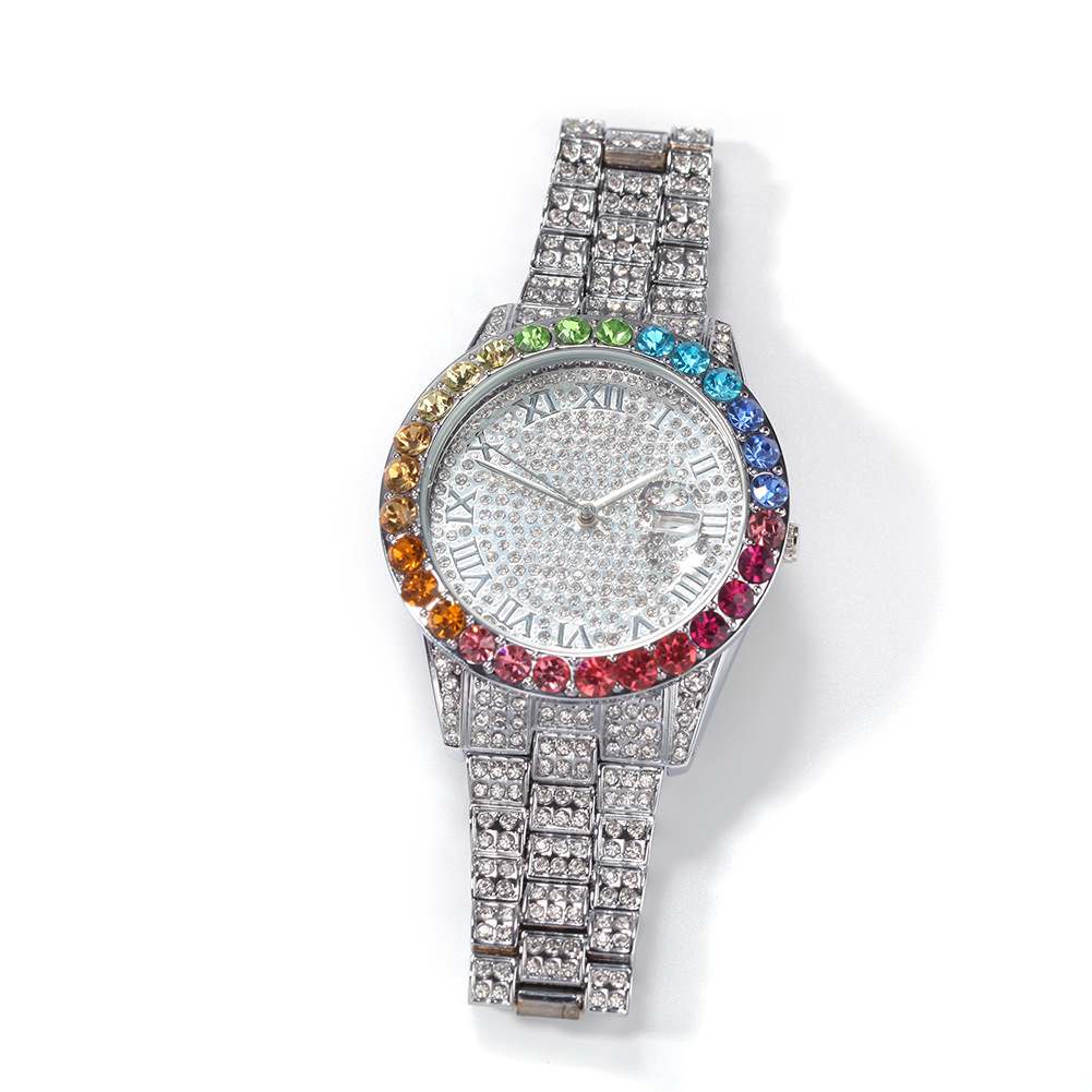 BLING Rainbow Gradient Diamond Ice Watch - TONGSHOP