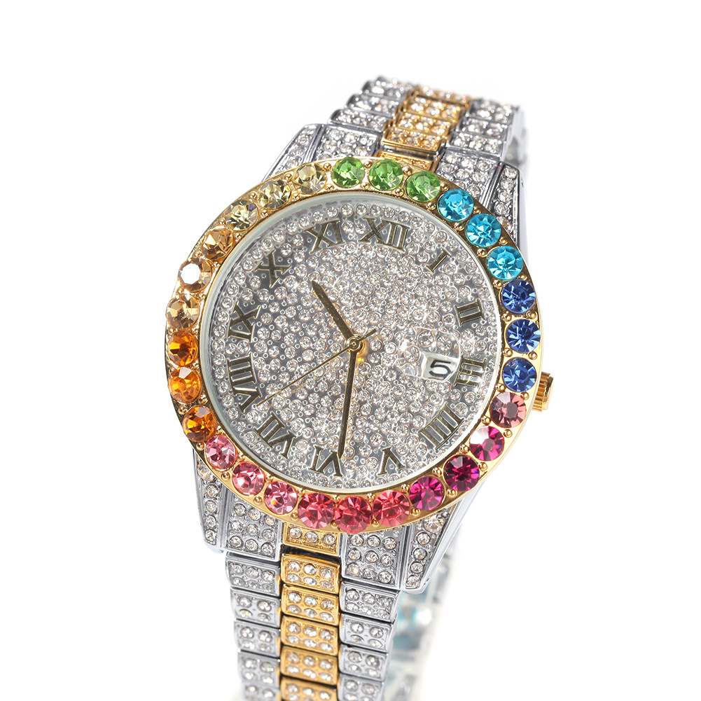 BLING Rainbow Gradient Diamond Ice Watch - TONGSHOP