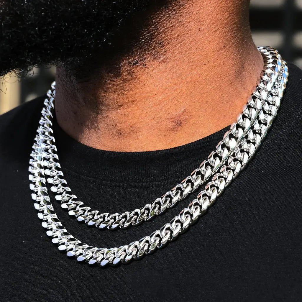 [Box Clasp]Classic Miami Cuban White Gold - 12mm - TONGSHOP