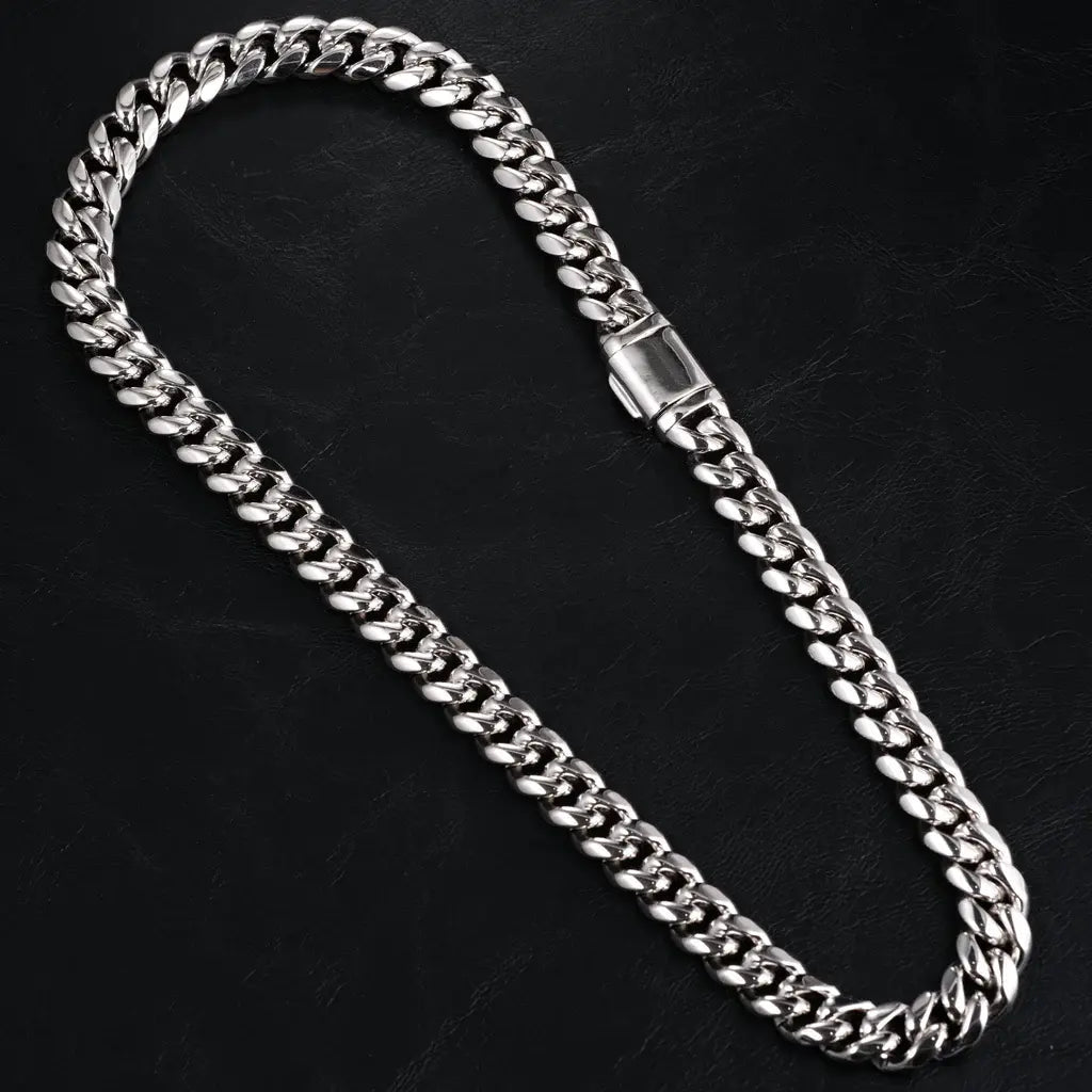[Box Clasp]Classic Miami Cuban White Gold - 12mm - TONGSHOP