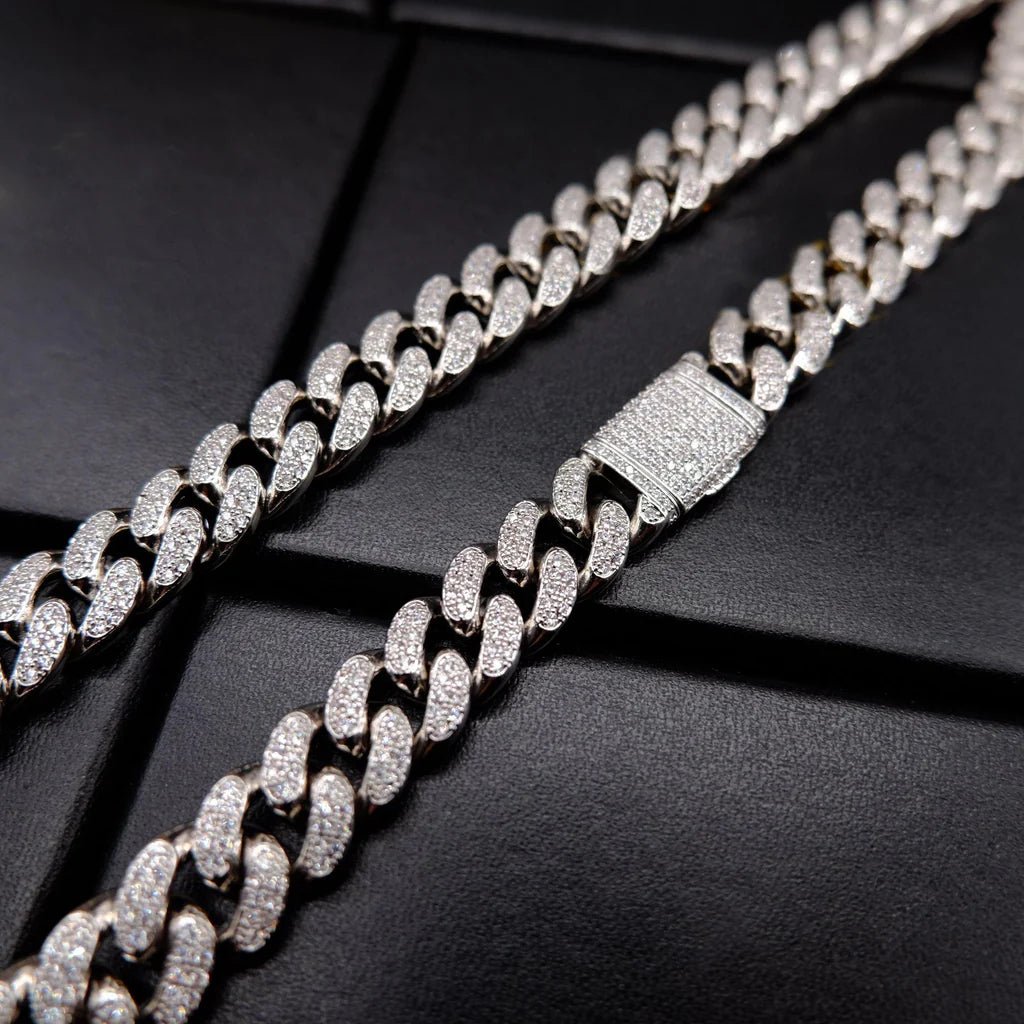 Buckle Iced Cuban Link Chain in White Gold - 14mm - TONGSHOP