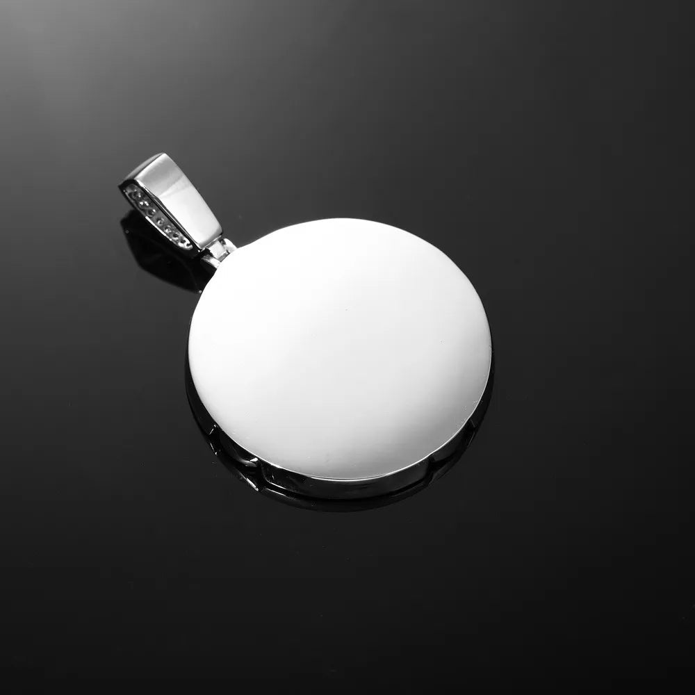 Classic Engraved Memory Photo Round Pendant - 38mm - TONGSHOP / Length:16 / Length:18