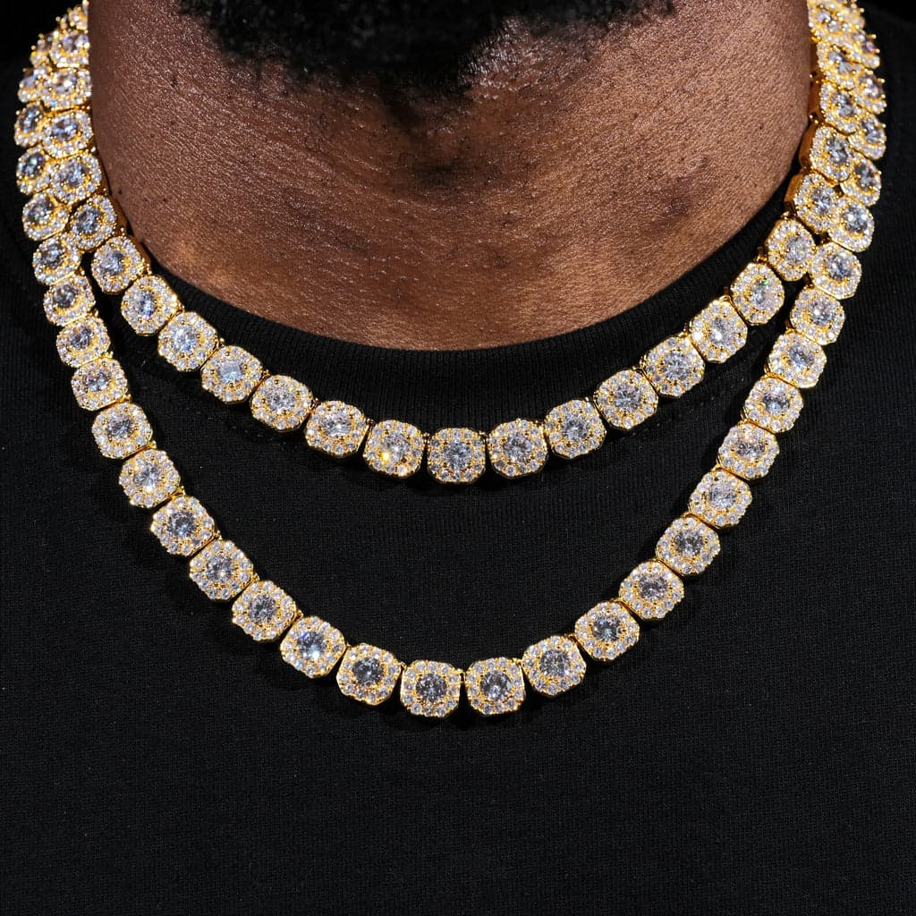 Clustered Tennis Chain in 18K Gold - TONGSHOP