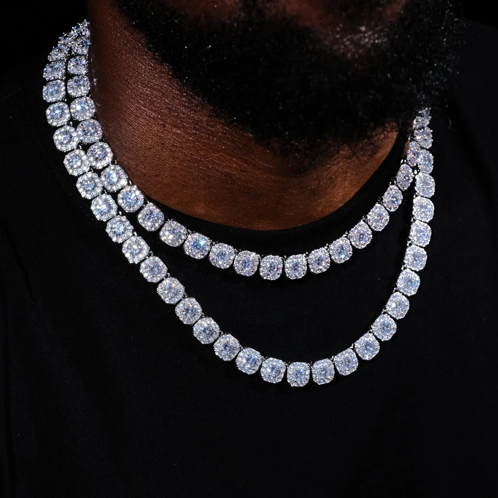 Clustered Tennis Chain in White Gold - TONGSHOP