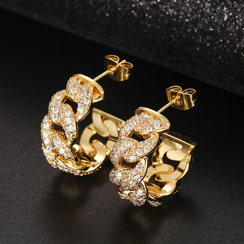 Cuban-Inspired Diamond Ear Studs | VVS High Carbon Stones - TONGSHOP