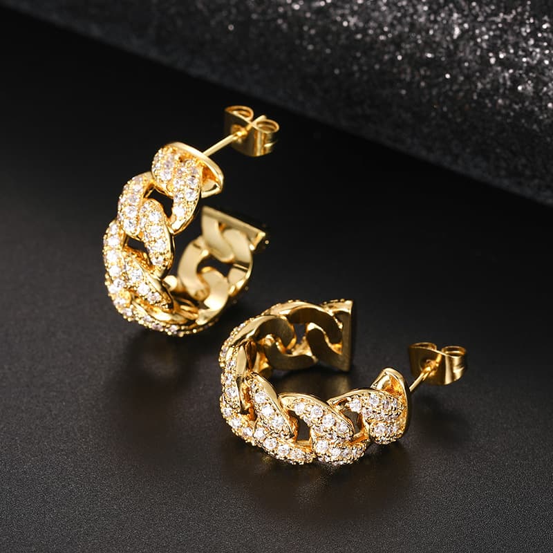 Cuban-Inspired Diamond Ear Studs | VVS High Carbon Stones - TONGSHOP