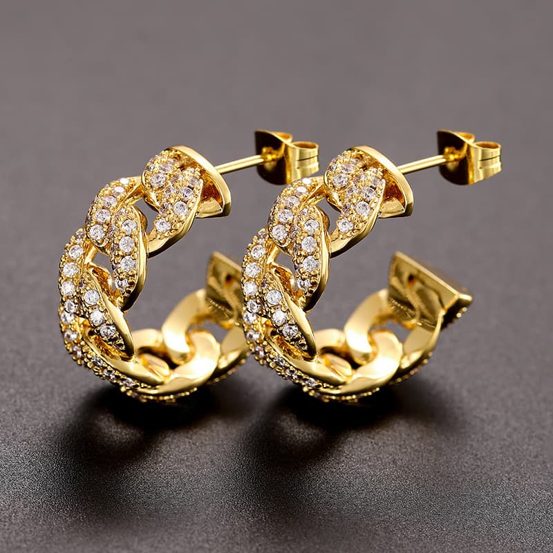 Cuban-Inspired Diamond Ear Studs | VVS High Carbon Stones - TONGSHOP
