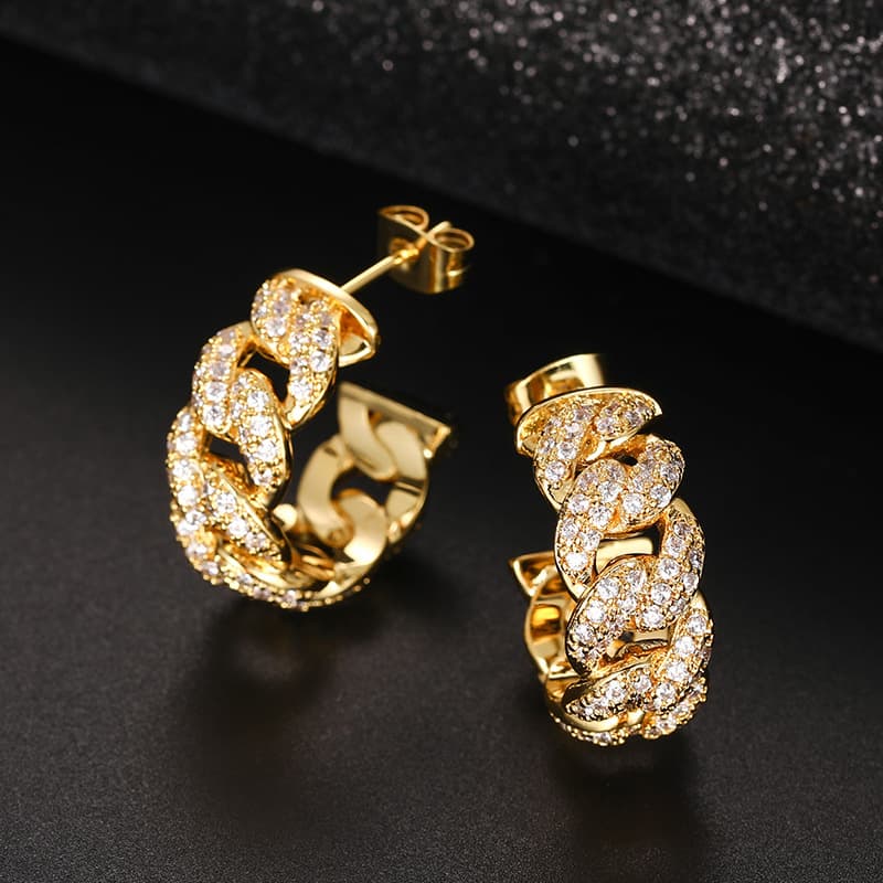 Cuban-Inspired Diamond Ear Studs | VVS High Carbon Stones - TONGSHOP