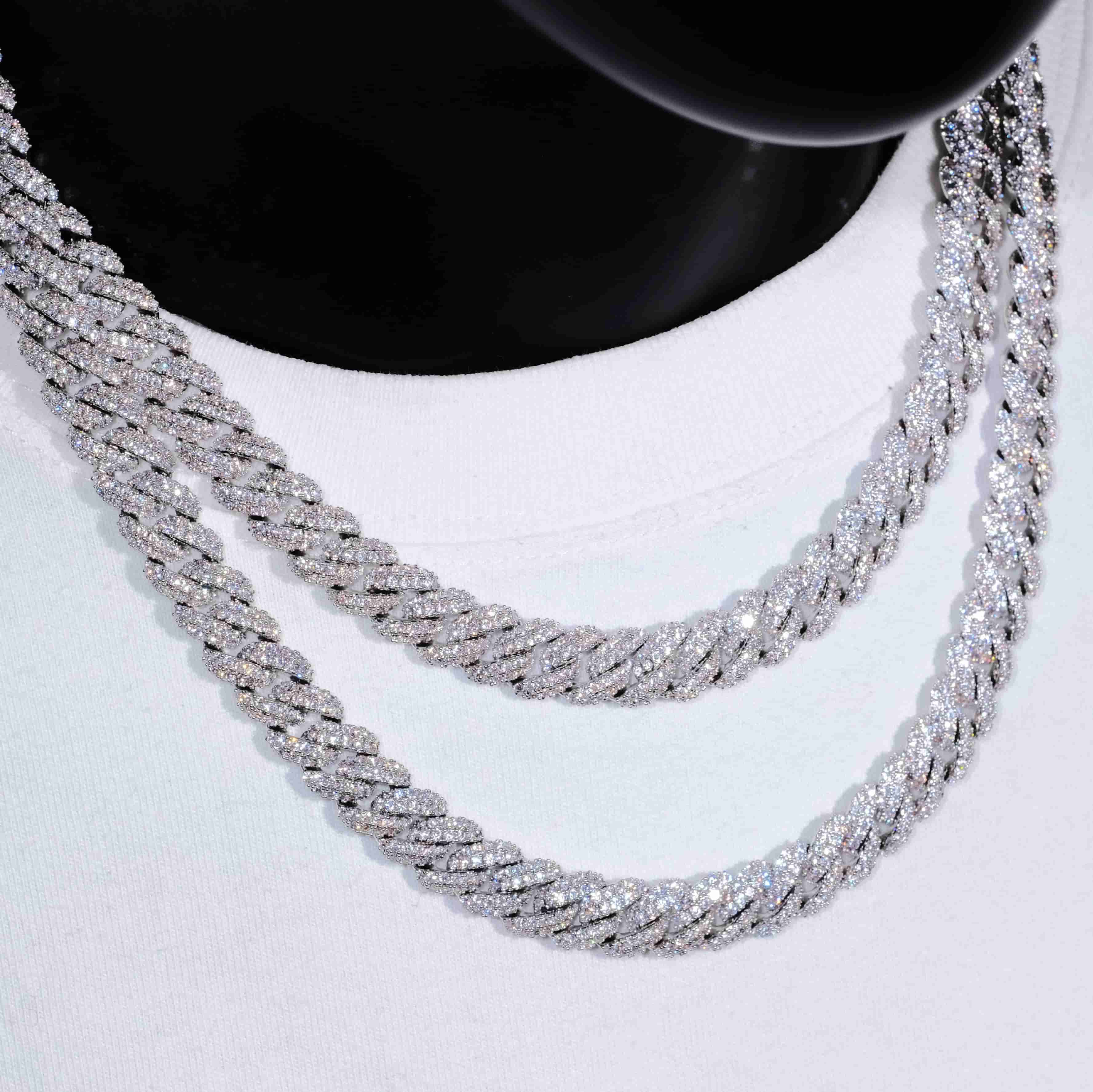 Cuban Link Chain in White Gold/18K Gold - 10mm - TONGSHOP