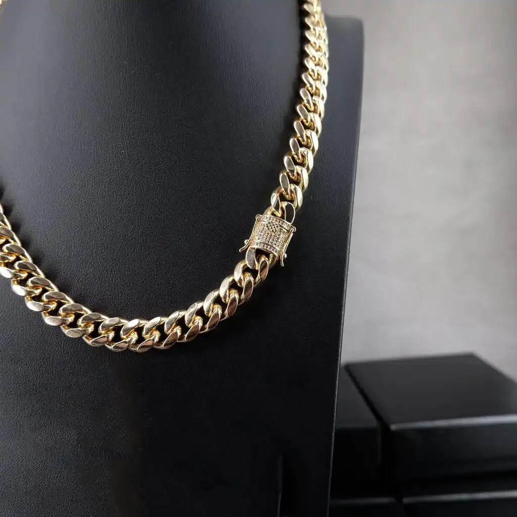 CUBAN LINK CHAIN IN YELLOW GOLDPLATED - 10MM - TONGSHOP
