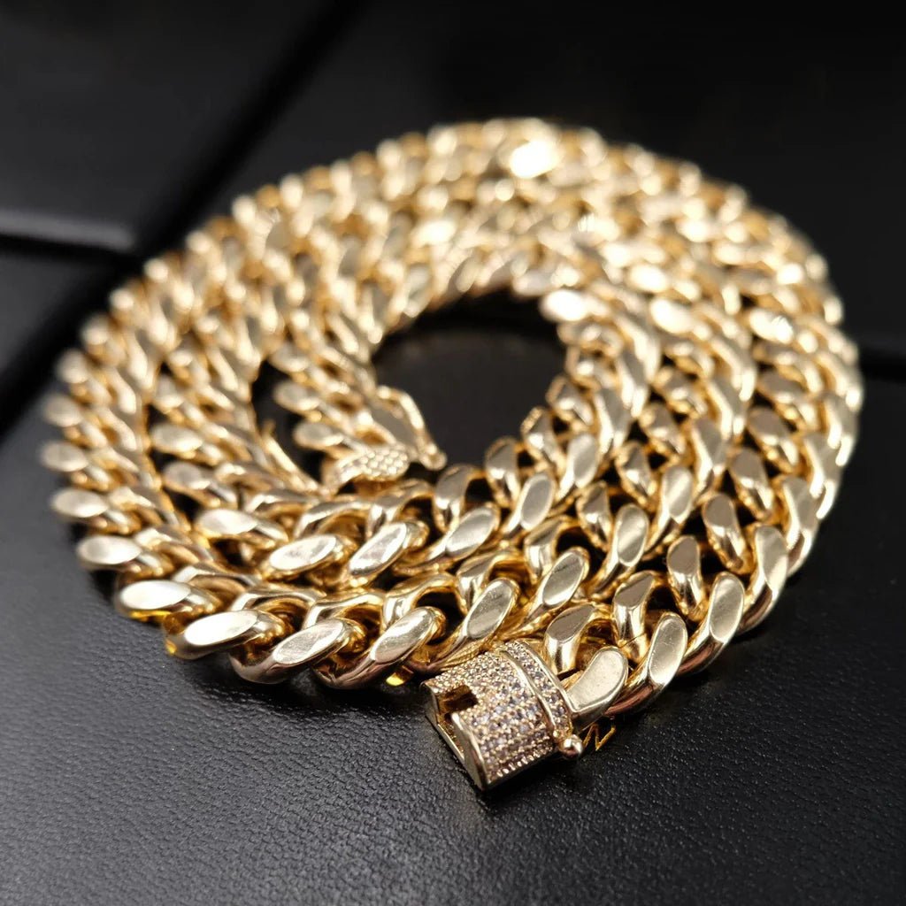 CUBAN LINK CHAIN IN YELLOW GOLDPLATED - 10MM - TONGSHOP