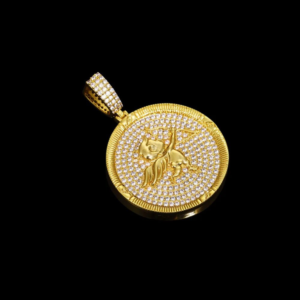 Cupid Round Solid Custom Photo Pendant - 38mm - TONGSHOP / Length:16 / Length:18