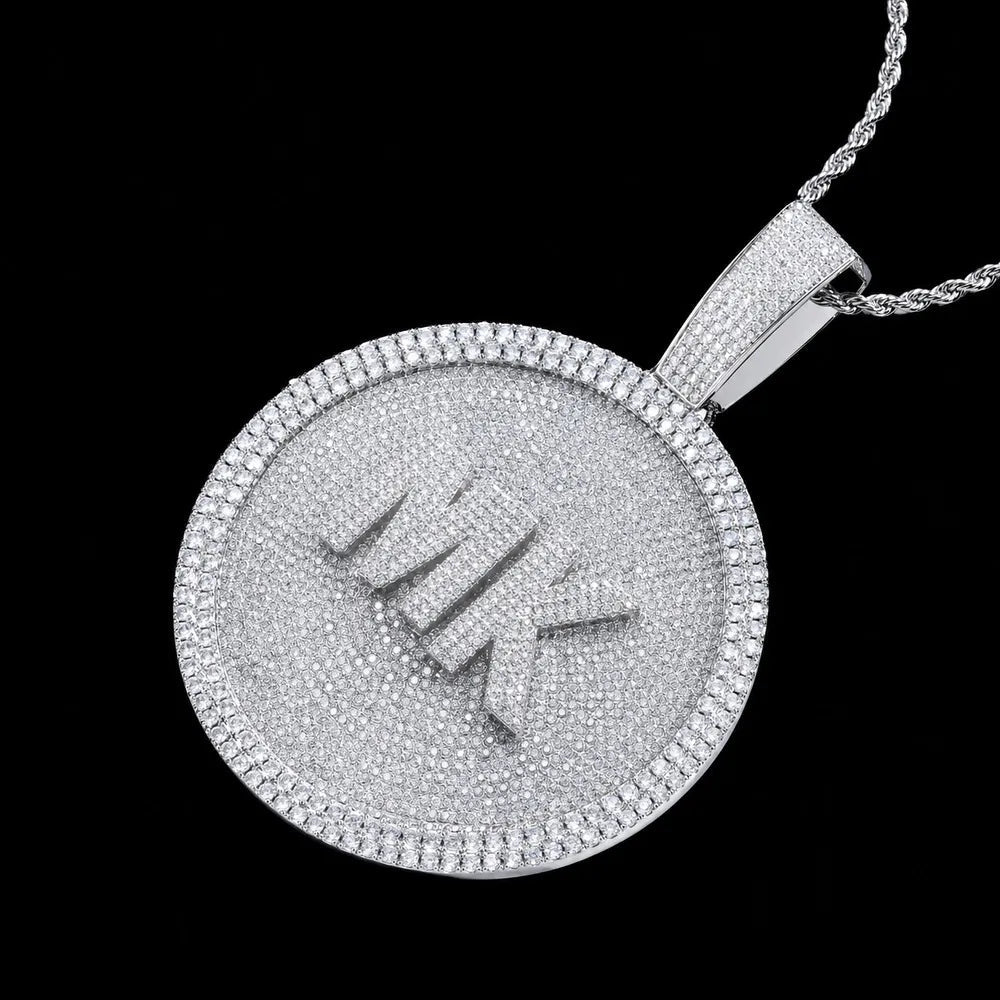 Custom 3D Iced - Out Letter Large Round Pendant – 76mm - TONGSHOP / Length:16 / Length:18
