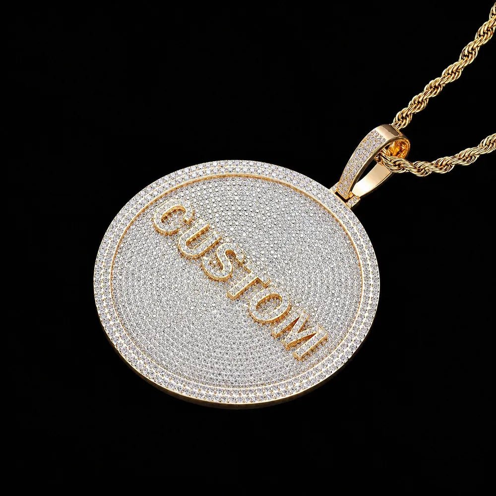 Custom 3D Iced - Out Letter Large Round Pendant – 80mm - TONGSHOP / Length:16 / Length:18