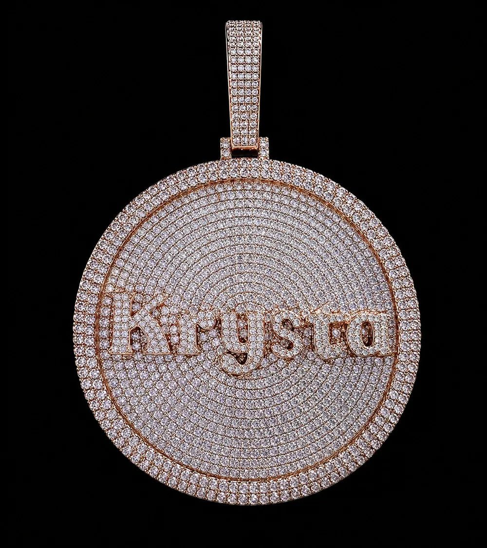 Custom 3D Iced - Out Letter Large Round Pendant – 80mm - TONGSHOP / Length:16 / Length:18