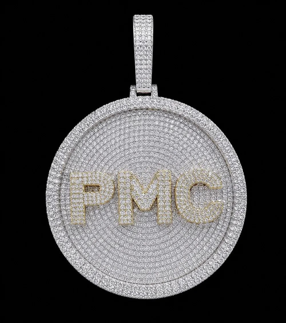 Custom 3D Iced - Out Letter Round Disc Pendant – 60mm - TONGSHOP / Length:16 / Length:18