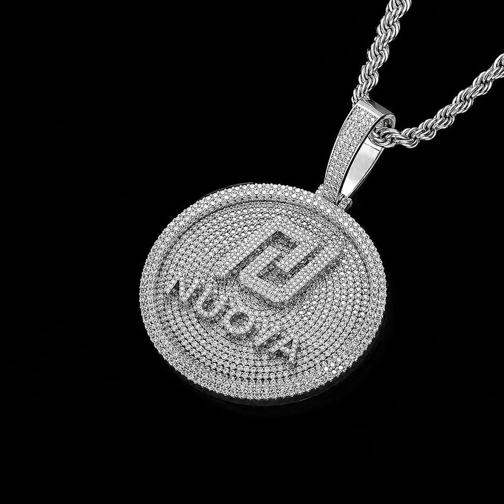 Custom 3D Iced - Out Letter Round Disc Pendant – 60mm - TONGSHOP / Length:16 / Length:18