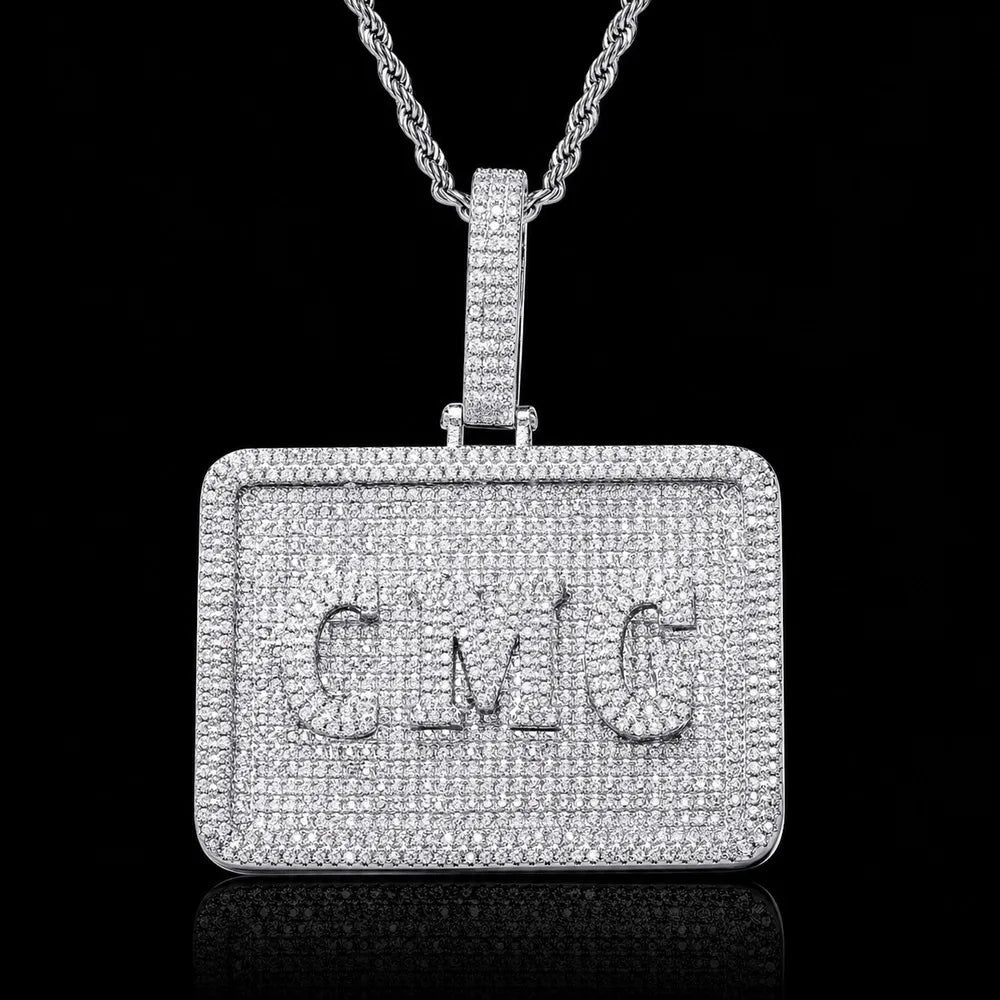 Custom 3D Letter Medium Rectangular Pendant - TONGSHOP / Length:16 / Length:18