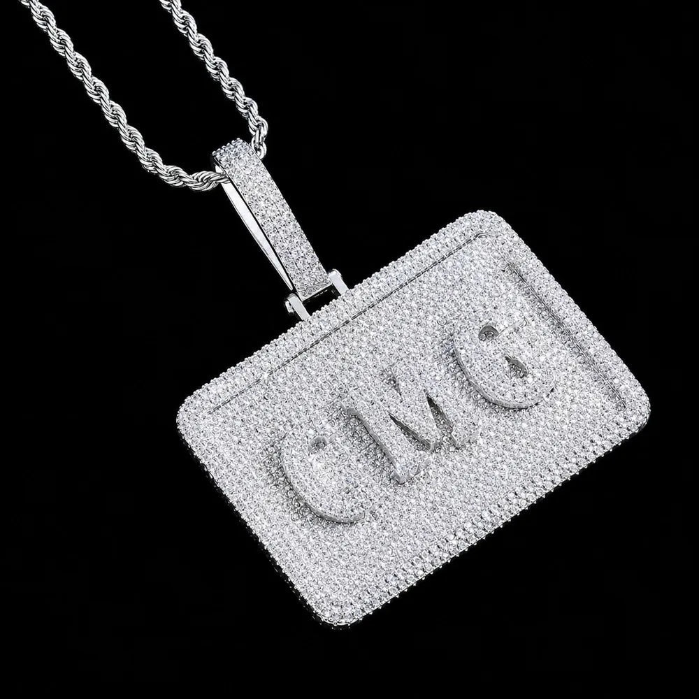 Custom 3D Letter Medium Rectangular Pendant - TONGSHOP / Length:16 / Length:18