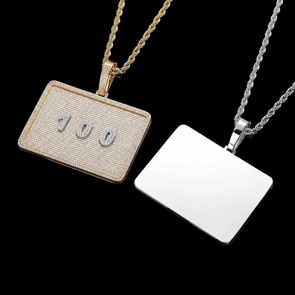 Custom 3D Letter Rectangular Pendant Necklace – 80mm - TONGSHOP / Length:16 / Length:18