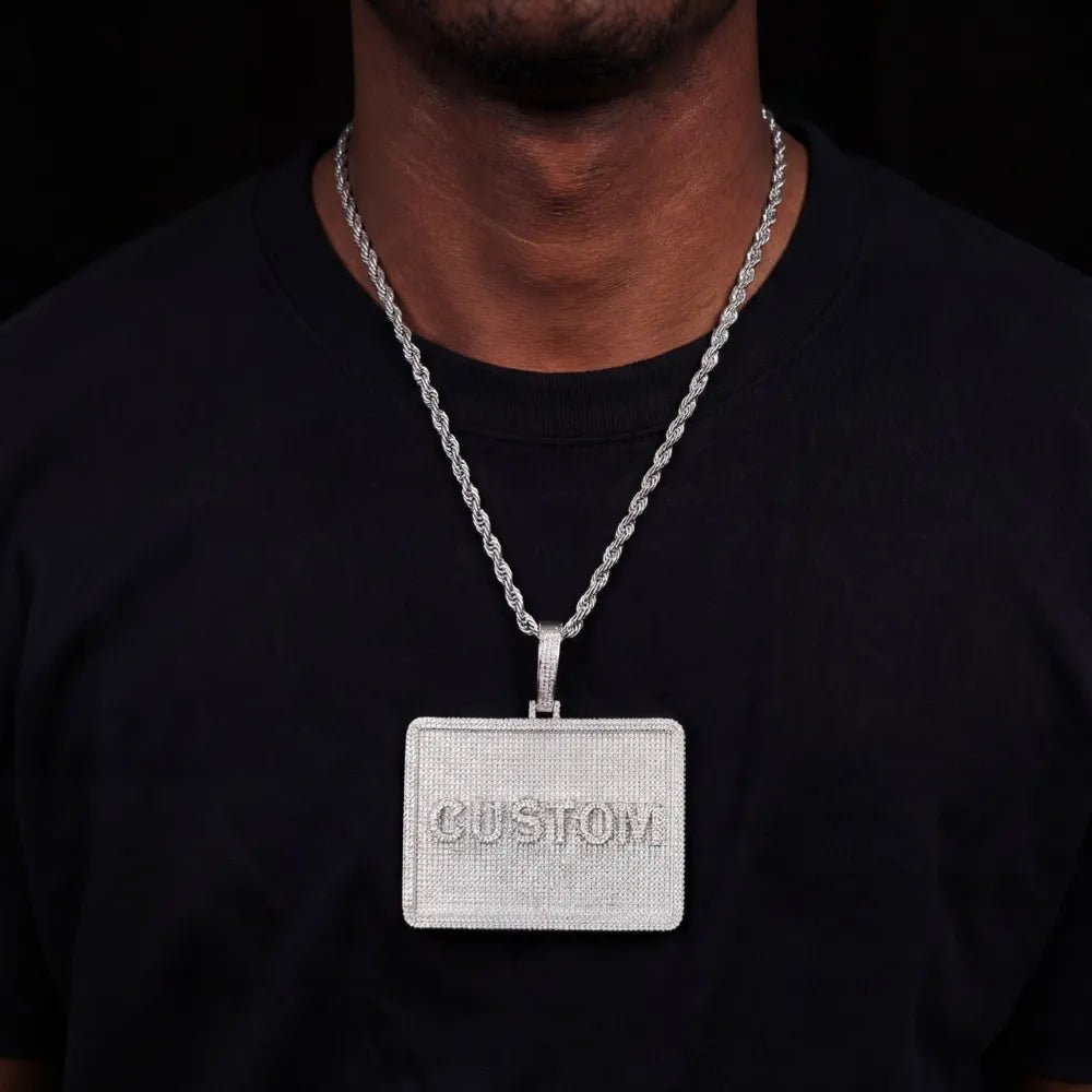 Custom 3D Letter Rectangular Pendant Necklace – 80mm - TONGSHOP / Length:16 / Length:18