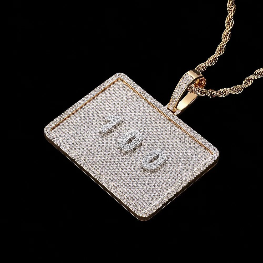 Custom 3D Letter Rectangular Pendant Necklace – 80mm - TONGSHOP / Length:16 / Length:18