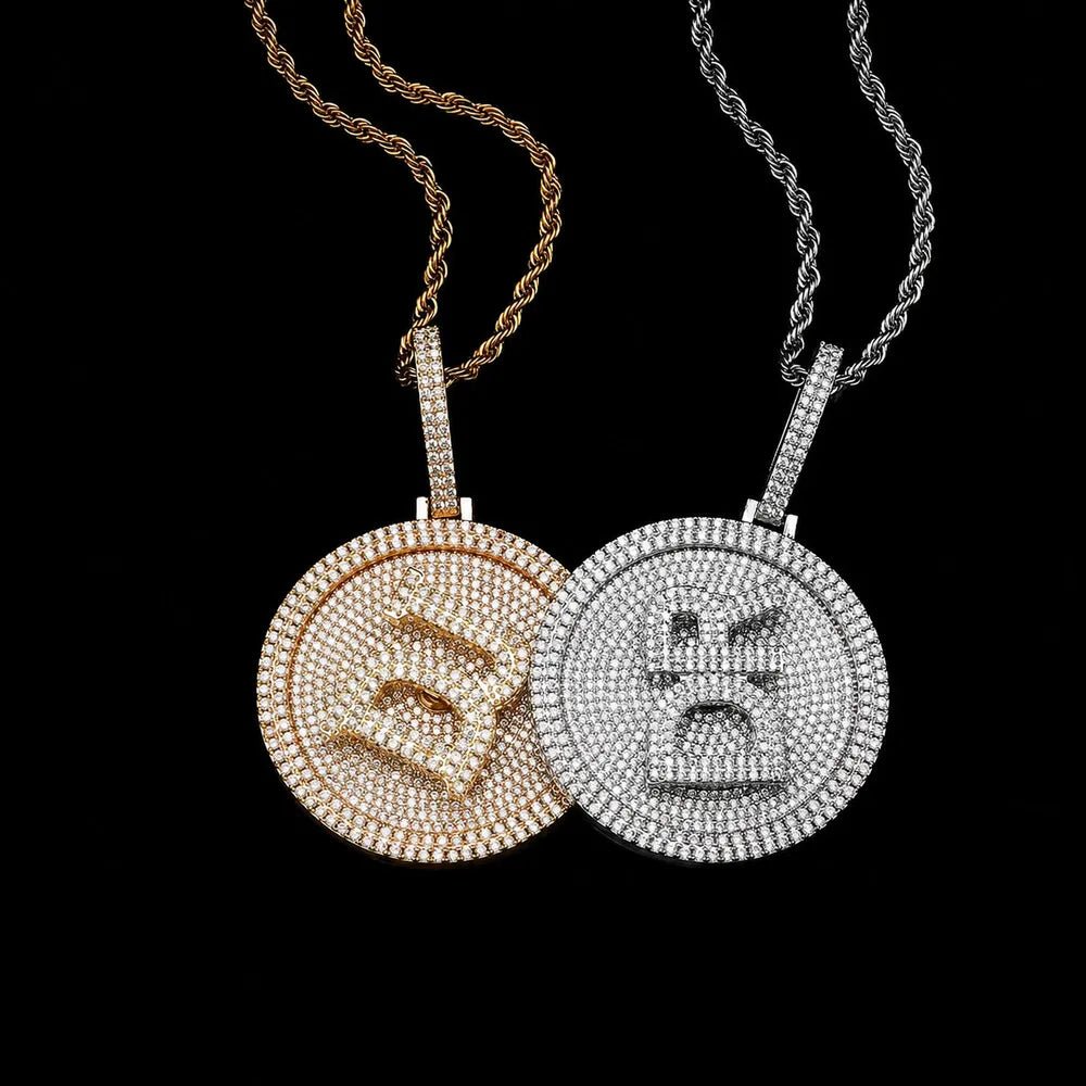 Custom 3D Rotatable Letter Medium Round Disc Pendant – 52mm - TONGSHOP / Length:16 / Length:18