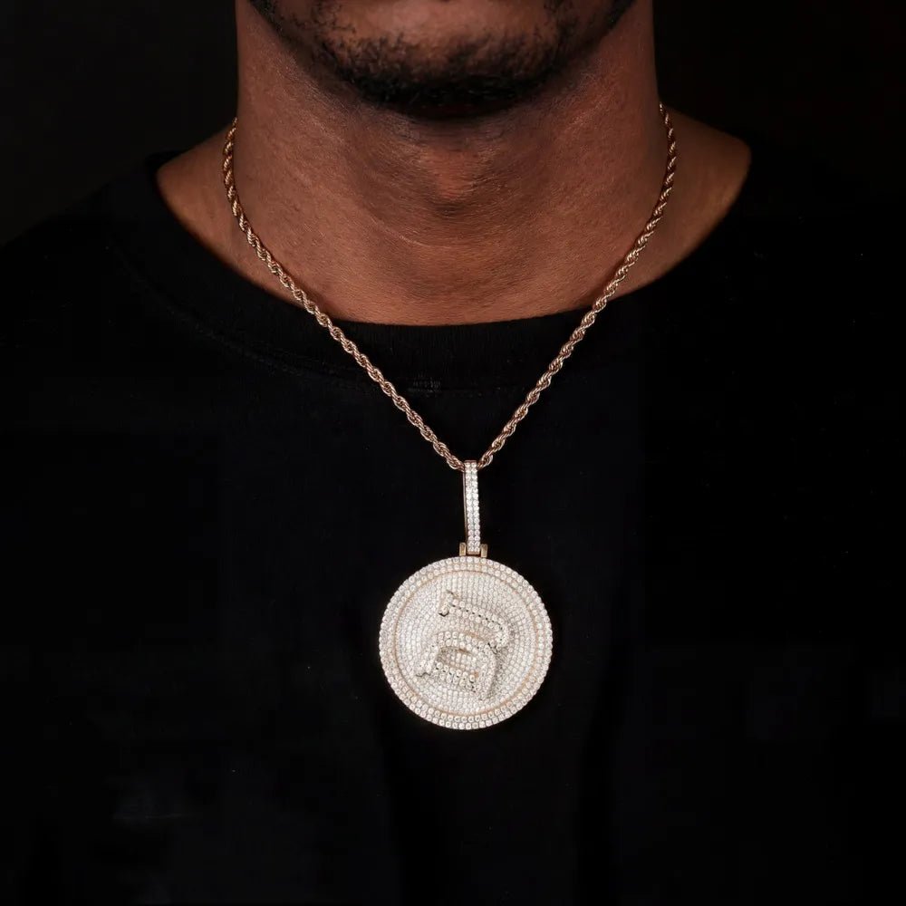 Custom 3D Rotatable Letter Medium Round Disc Pendant – 52mm - TONGSHOP / Length:16 / Length:18