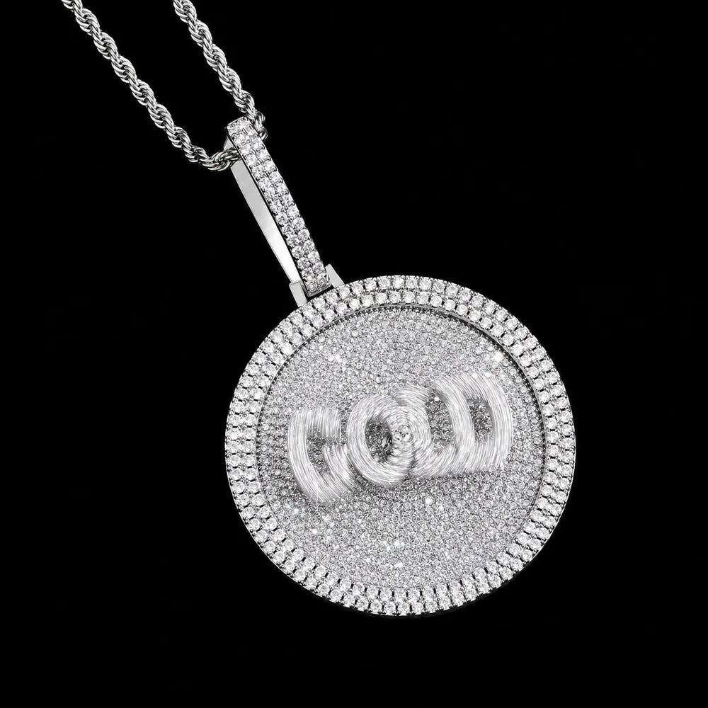 Custom 3D Rotatable Letter Medium Round Disc Pendant – 52mm - TONGSHOP / Length:16 / Length:18