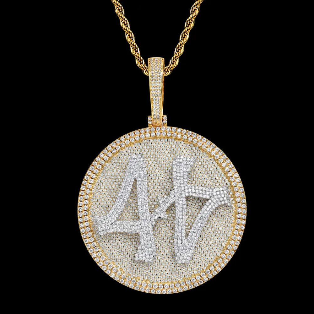 Custom 3D Rotating Letter Large Circular Iced - Out Pendant – 80mm - TONGSHOP / Length:16 / Length:18