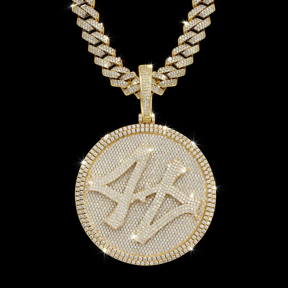 Custom 3D Rotating Letter Large Circular Iced - Out Pendant – 80mm - TONGSHOP / Length:16 / Length:18