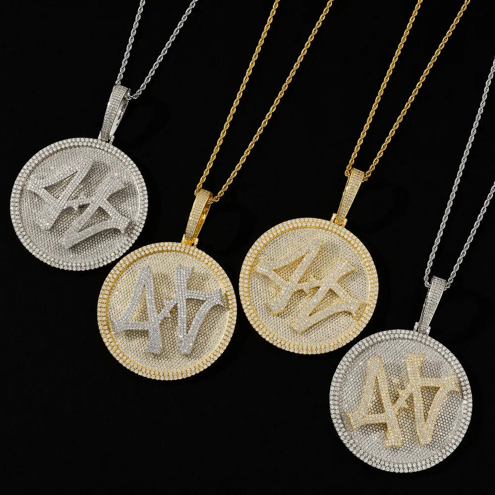 Custom 3D Rotating Letter Large Circular Iced - Out Pendant – 80mm - TONGSHOP / Length:16 / Length:18