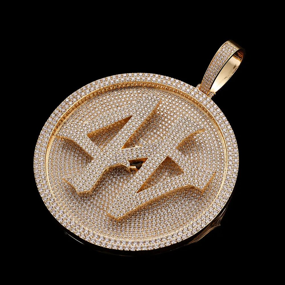 Custom 3D Rotating Letter Large Circular Iced - Out Pendant – 80mm - TONGSHOP / Length:16 / Length:18