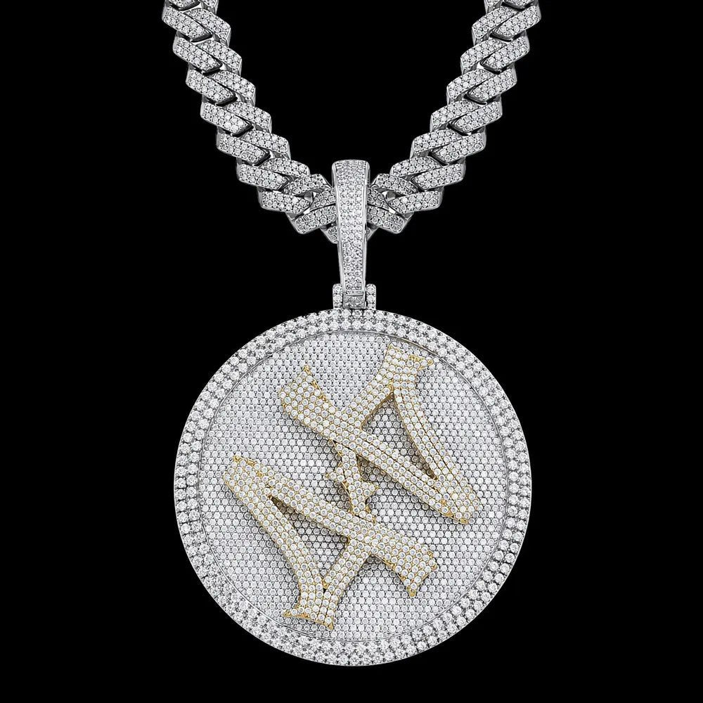 Custom 3D Rotating Letter Large Circular Iced - Out Pendant – 80mm - TONGSHOP / Length:16 / Length:18