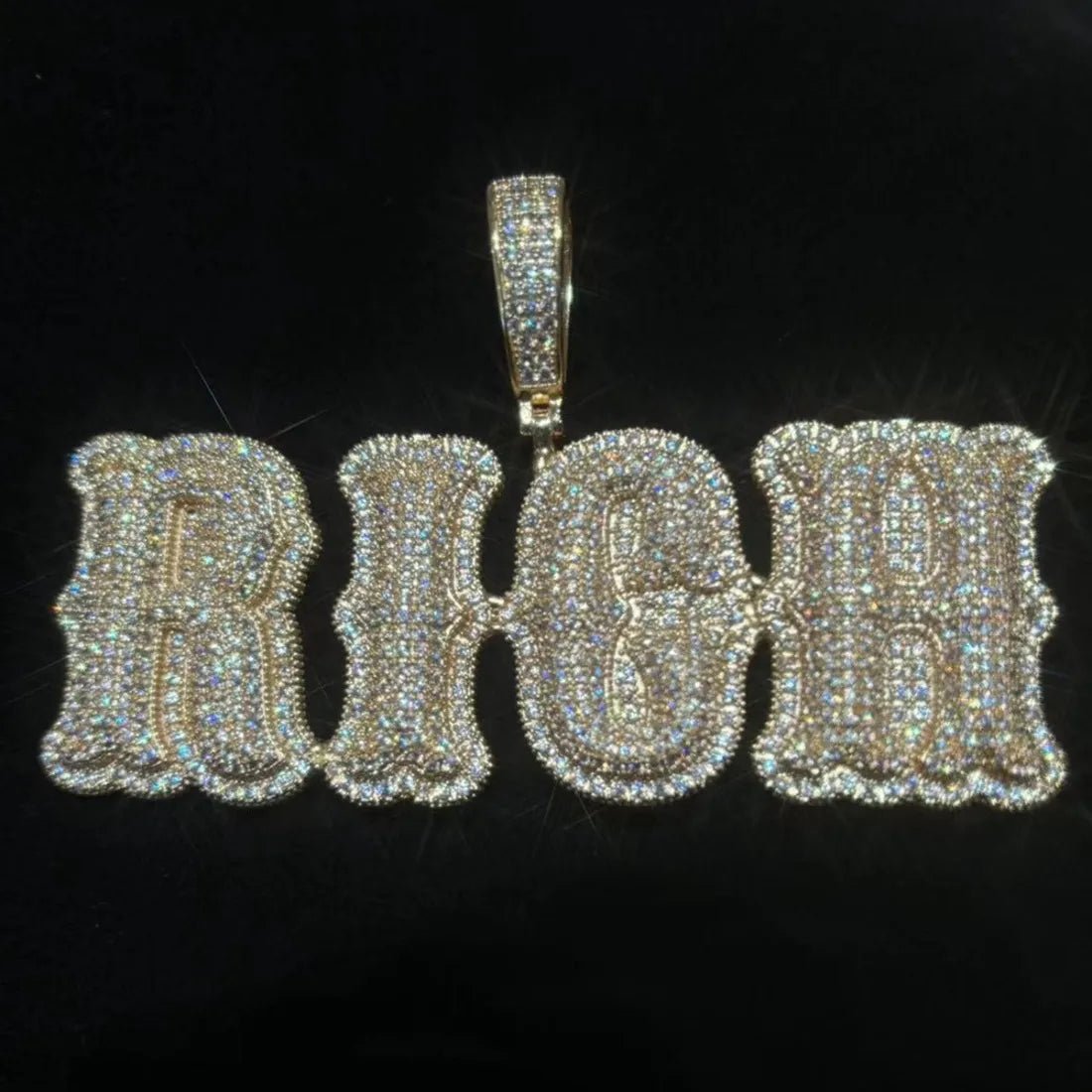 Custom Bone - Style Gothic Letter Iced - Out Pendant - TONGSHOP / Length:16 / Length:18