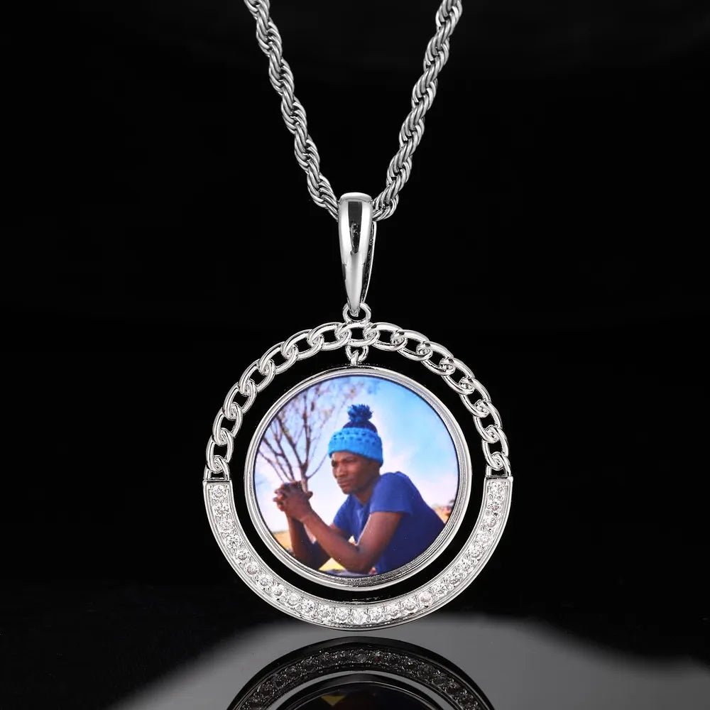 Custom Cuban Swing Photo Round Pendant - 38mm - TONGSHOP / Length:16 / Length:18