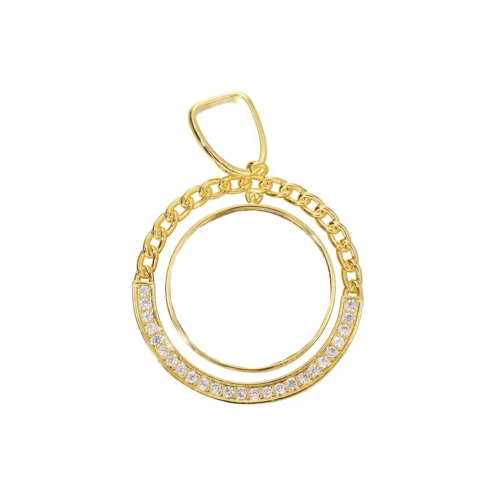 Custom Cuban Swing Photo Round Pendant - 38mm - TONGSHOP / Length:16 / Length:18