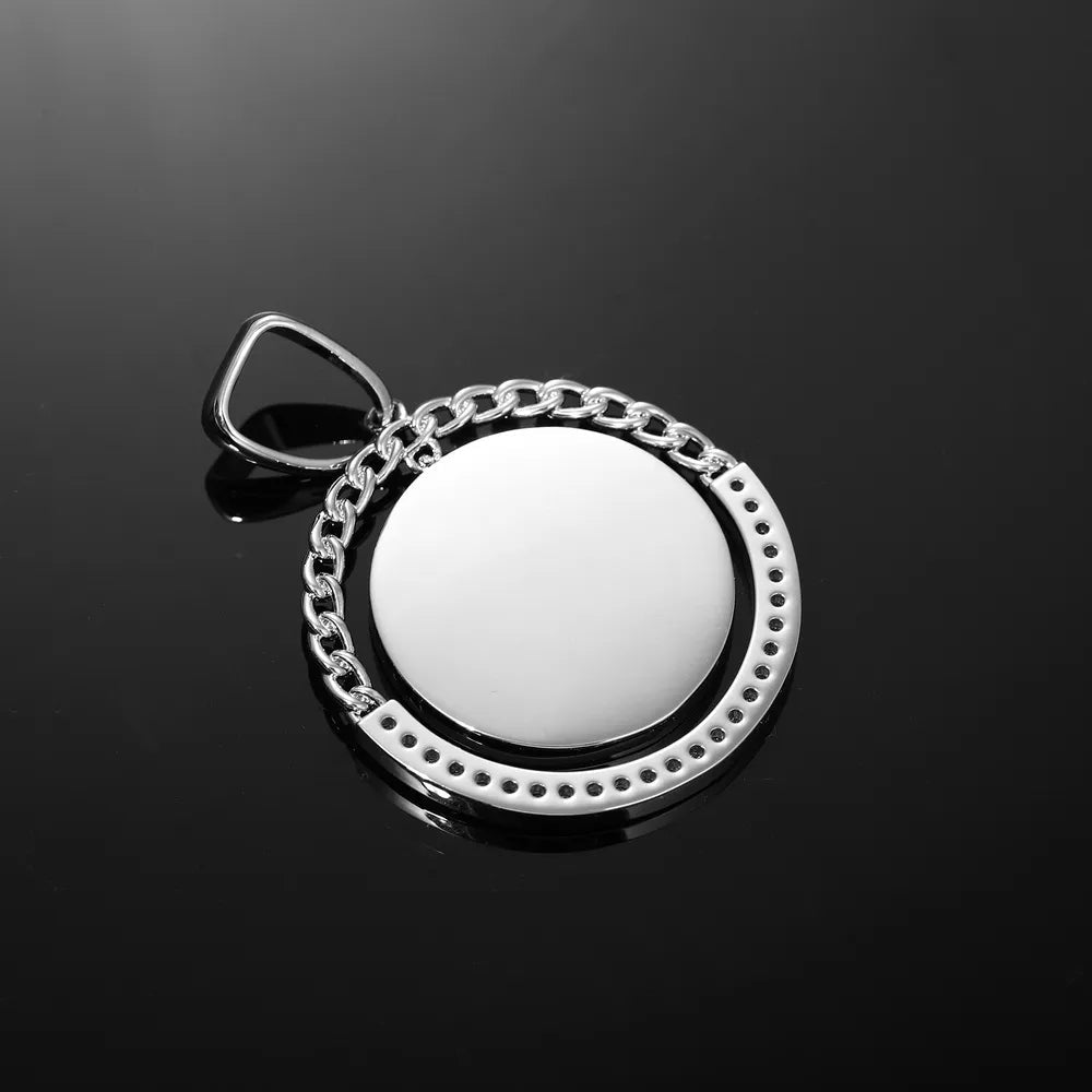 Custom Cuban Swing Photo Round Pendant - 38mm - TONGSHOP / Length:16 / Length:18