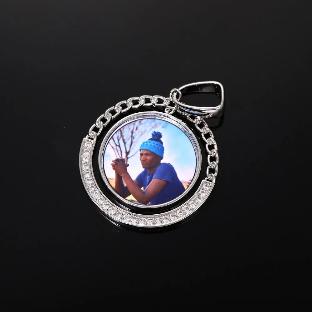 Custom Cuban Swing Photo Round Pendant - 38mm - TONGSHOP / Length:16 / Length:18