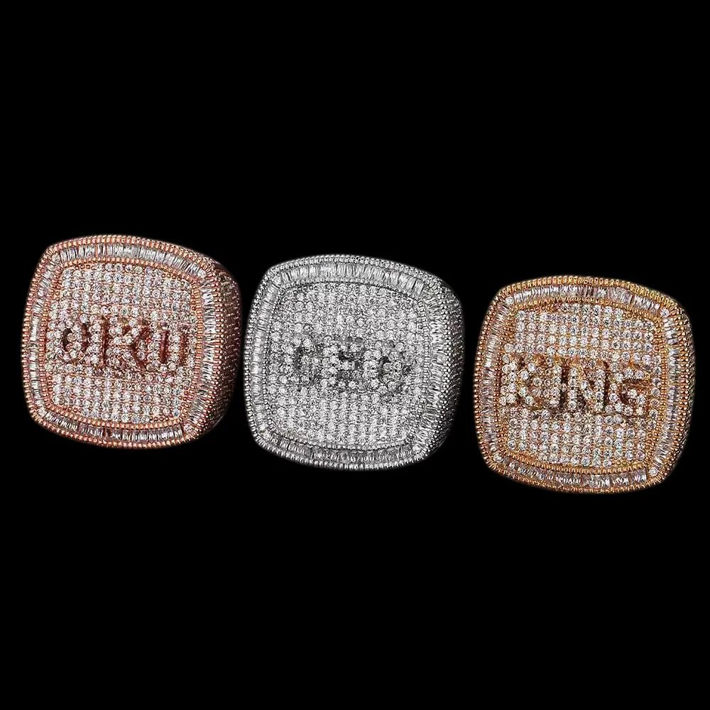 Custom Diamond 3D Iced - Out Letter Ring – 28mm - TONGSHOP / Length:16 / Length:18