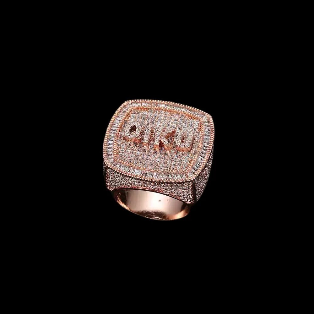 Custom Diamond 3D Iced - Out Letter Ring – 28mm - TONGSHOP / Length:16 / Length:18