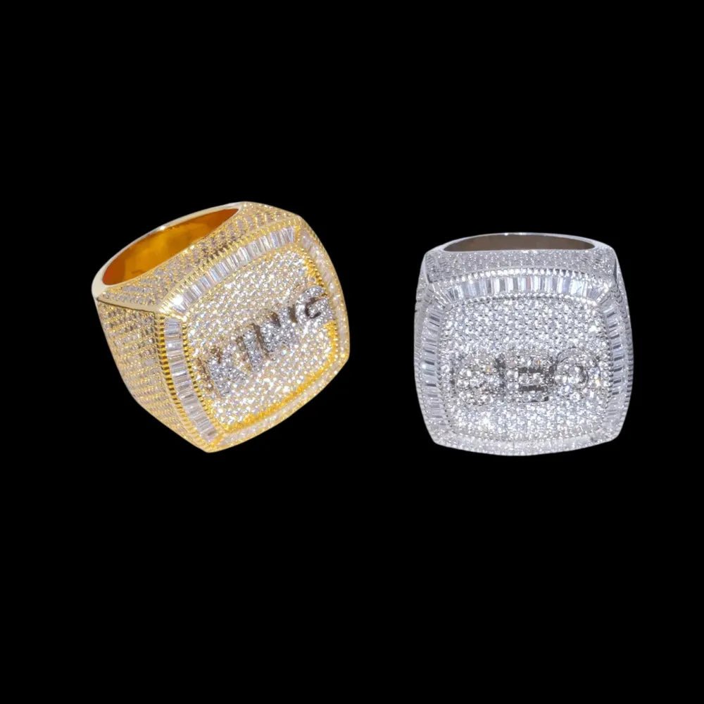 Custom Diamond 3D Iced - Out Letter Ring – 28mm - TONGSHOP / Length:16 / Length:18
