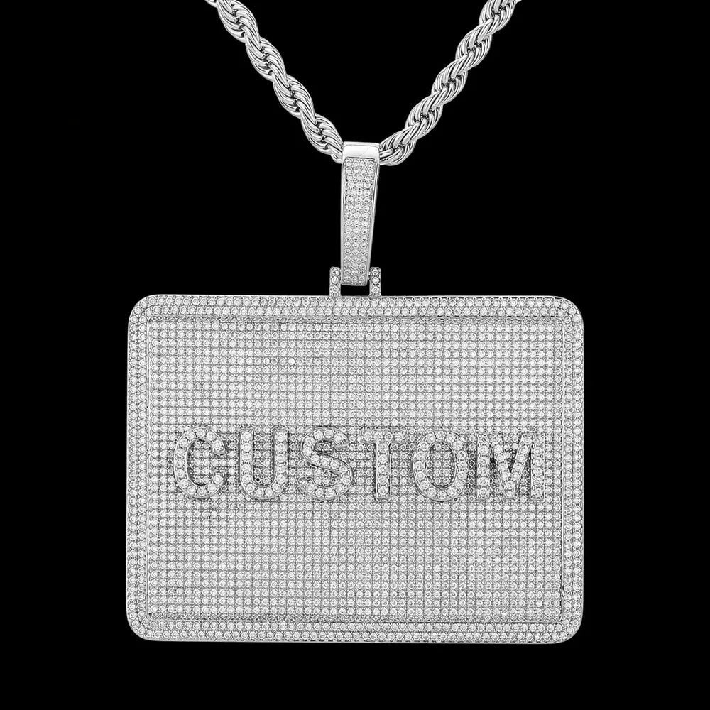 Custom Diamond - Set 3D Letter Rectangular Pendant – 80mm - TONGSHOP / Length:16 / Length:18